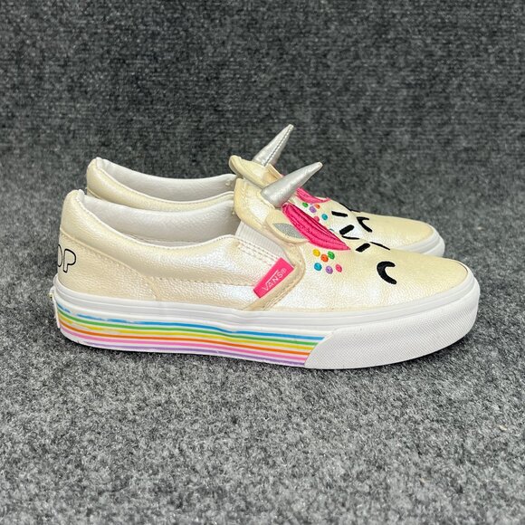 Vans Flour Shop Unicorn Sneakers Girls Sz 1 Colorful Slip On Athleitc Skate Shoe - Picture 1 of 12